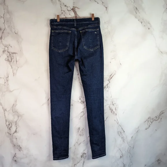 Rag & Bone Nina High Rise Skinny Jeans Marine Blue Dark Wash Denim - Picture 6 of 10